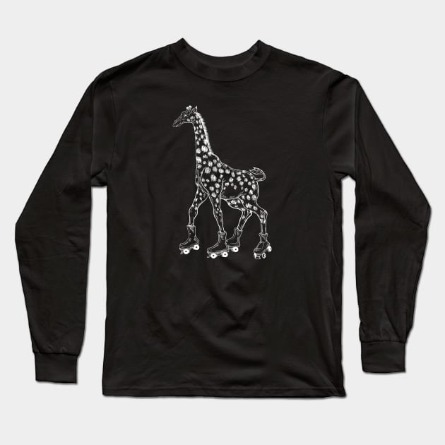 SEEMBO Giraffe Skating Roller Skates Skate Derby Fun Skater Long Sleeve T-Shirt by SEEMBO